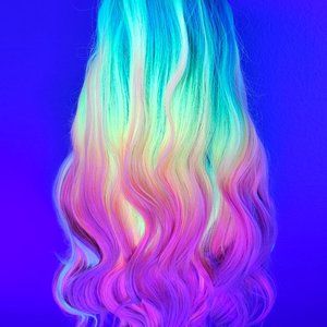 Rainbow Ombre Center T-Part Synthetic Body Wave Long Lace Front Wig